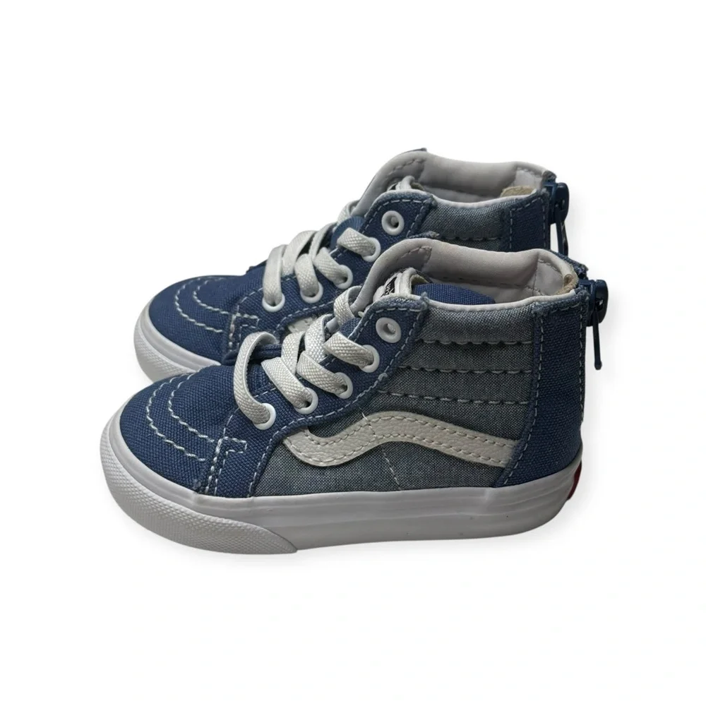 Vans ✌︎︎ Sk8-Hi Zip Baby Walker Skate Shoes Sneakers ✌︎︎Denim Chambray ✌︎︎ 5